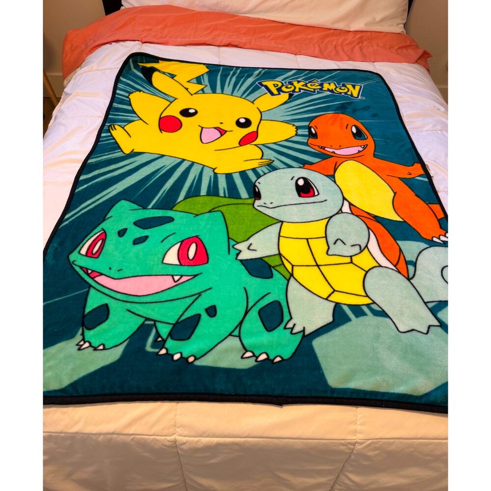 Pokemon Pikachu Character Fleece Throw Blanket 39 x 51 Nintendo Kids Gaming